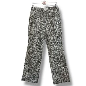 Vigoss Leopard Print Jeans Wide Leg Grey Tan Denim Size 29